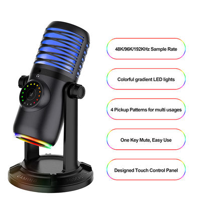 Strömen des gepodcasteten Spiel-Mikrofons Kondensator Mic USB RGB für Laptop PC PS4 PS5