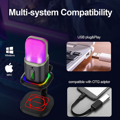 Kondensator-Mikrofon-Allrichtungsrichtmikrophon RGB USB mit LED-Lichtern