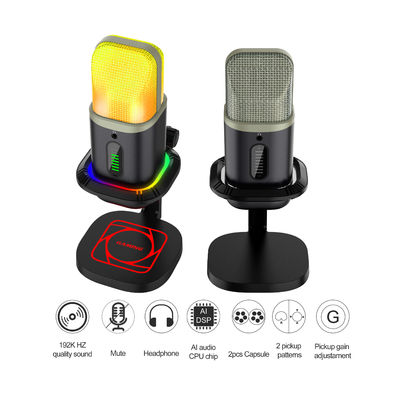 Kondensator-Mikrofon-Allrichtungsrichtmikrophon RGB USB mit LED-Lichtern